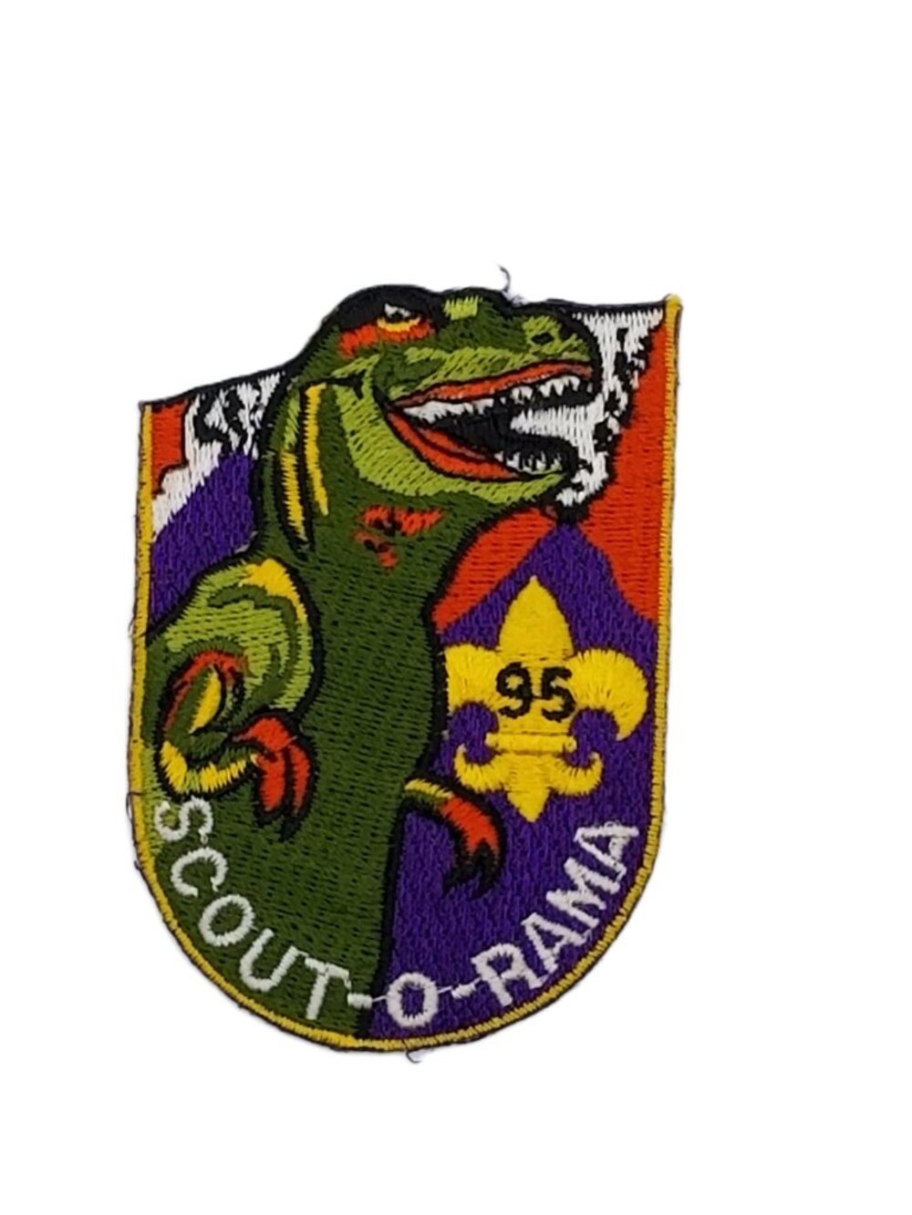 Scout-O-Rama 1995 BSA Cub Scout Dinosaur Patch Orange Purple 2x3 Inch